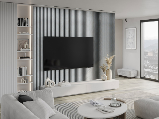 Pilkų lamelių dekoracijos Mexen